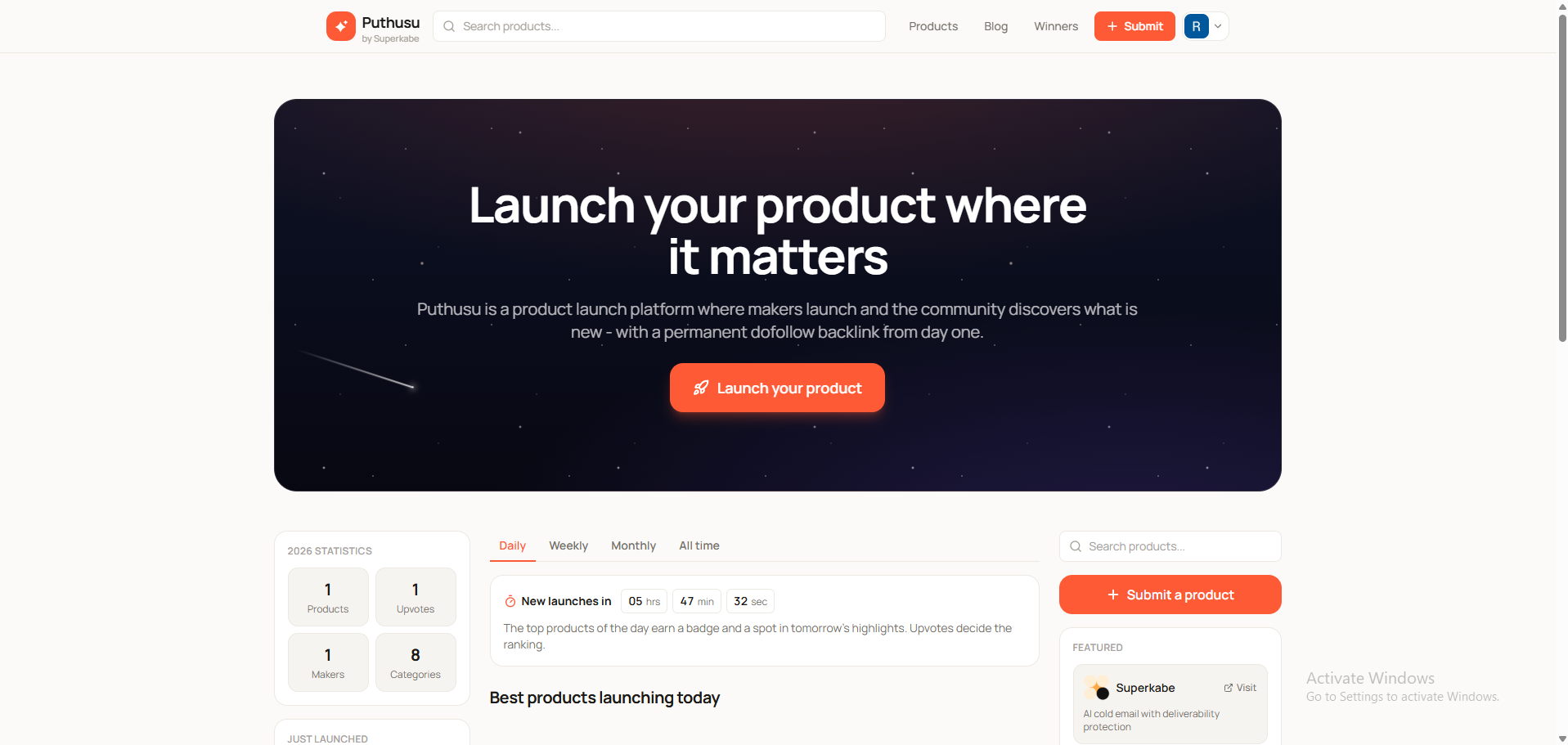 Puthusu screenshot - Launch your product where it matters