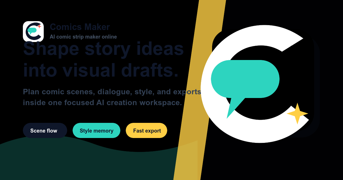 ComicsMaker.net screenshot - AI comic maker for manga panels, comic strips, storyboards, and text-to-comic drafts.