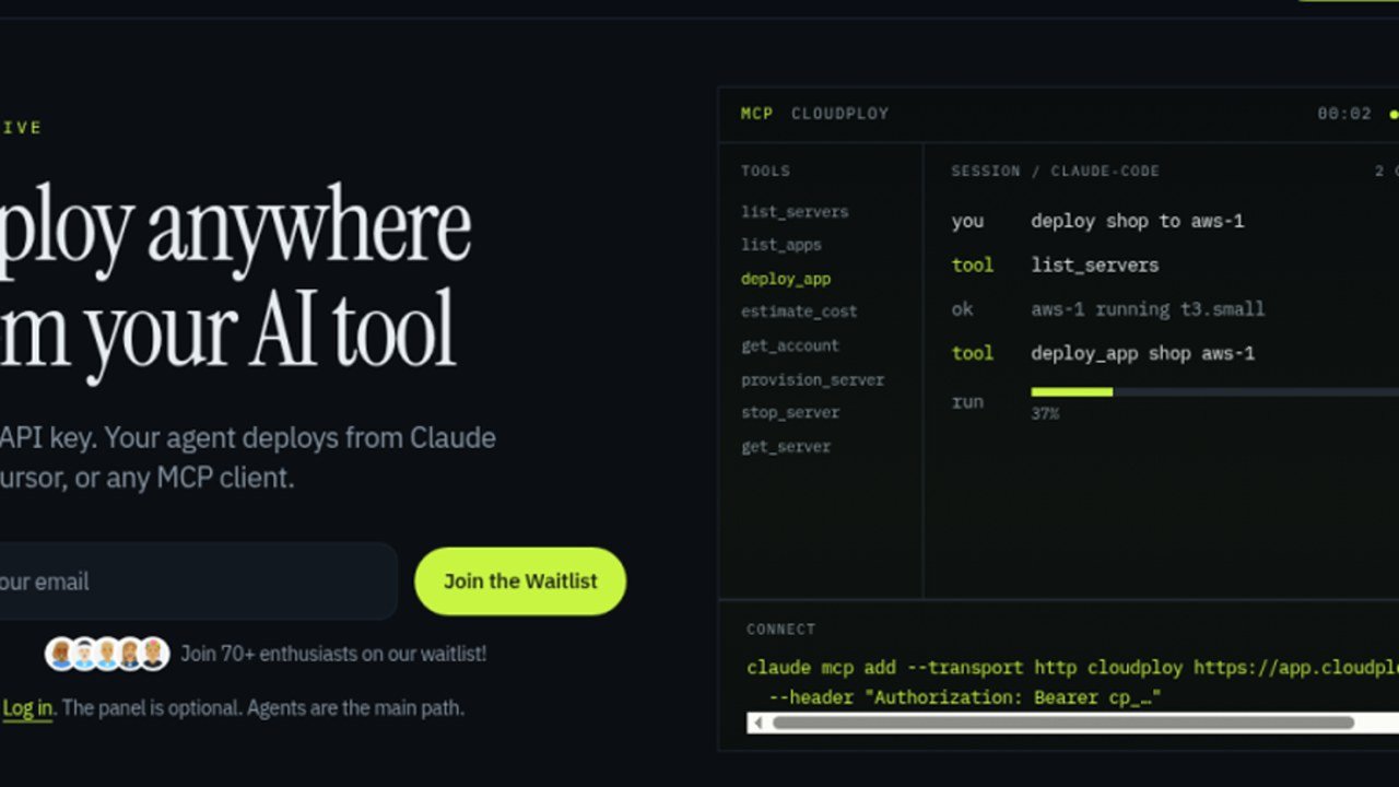 CloudPloy screenshot 1 - Deploy apps straight from your AI coding tool.