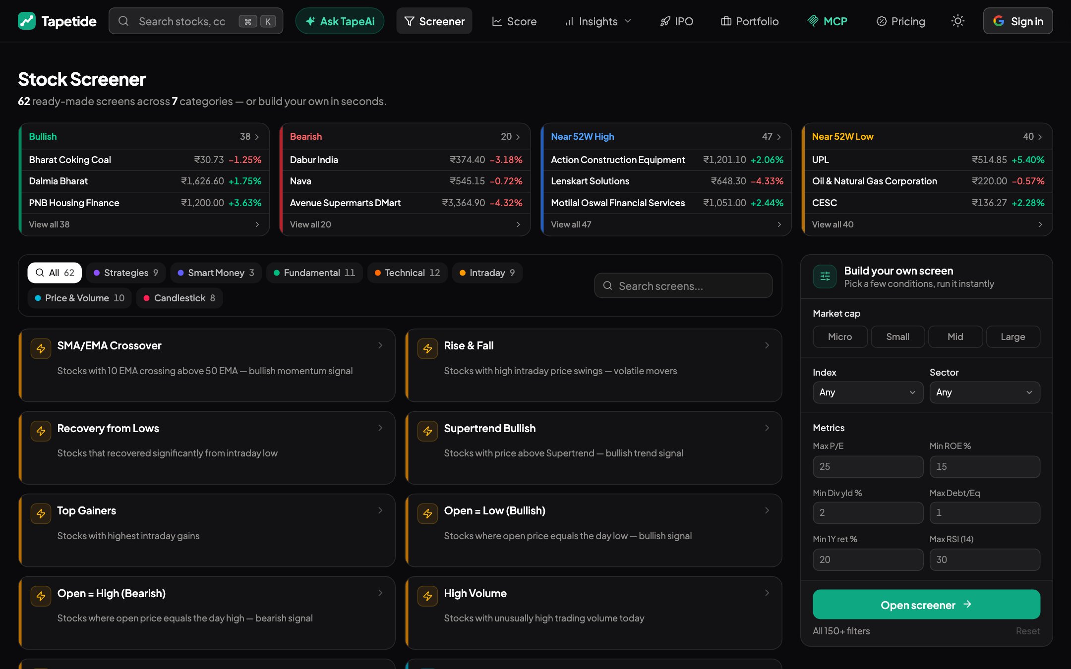 Tapetide screenshot 3 - AI-first stock research platform and MCP server for every NSE & BSE listed stock.