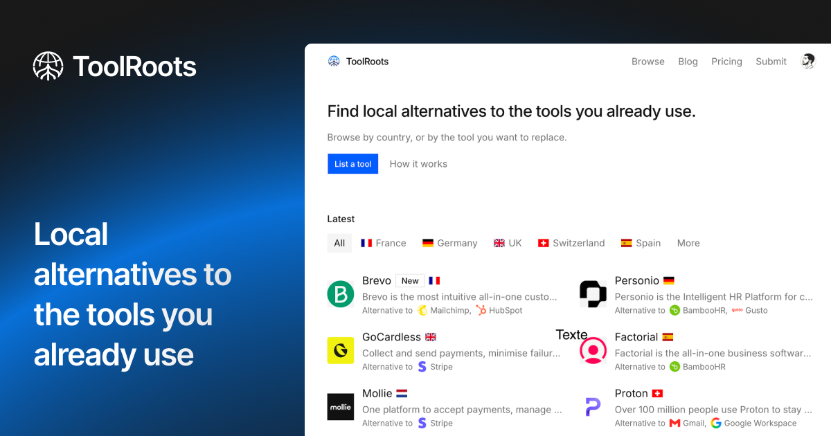 ToolRoots screenshot - Local alternatives to the tools you already use
