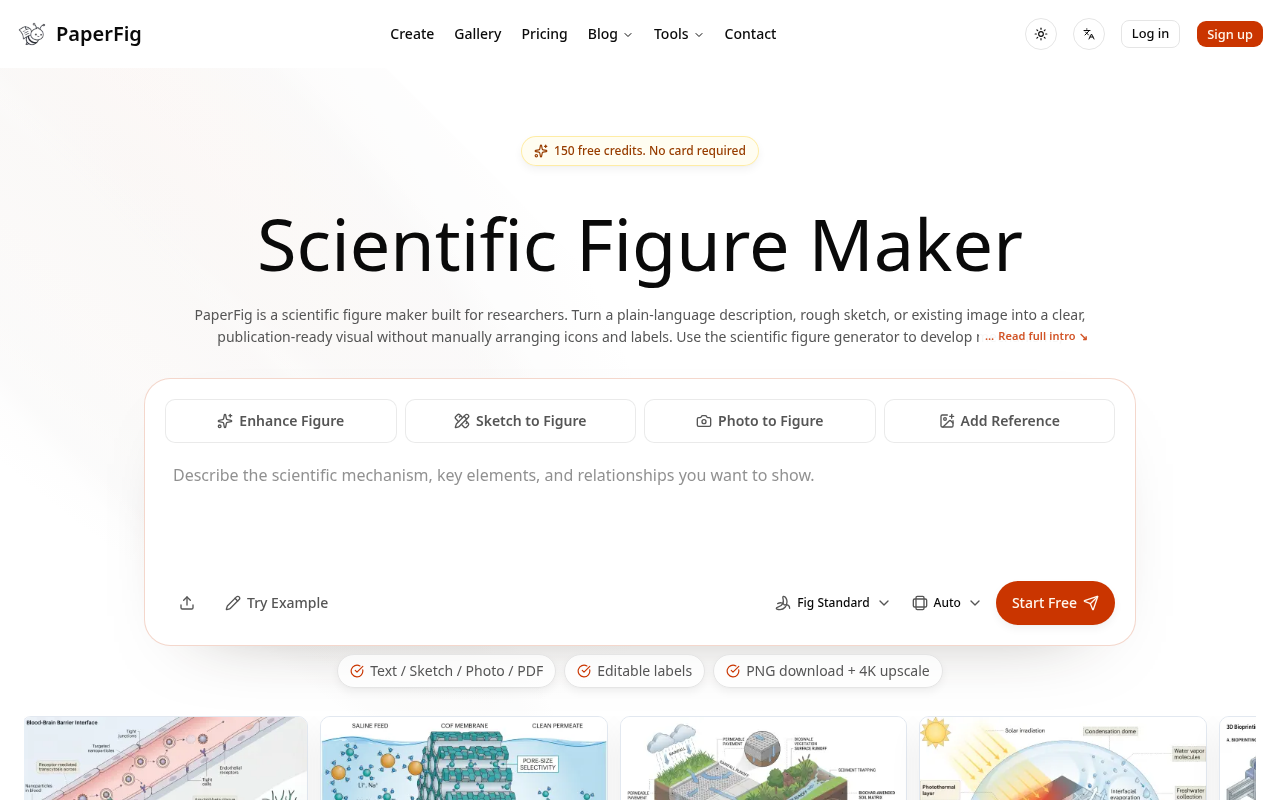 PaperFig screenshot - AI scientific figures with editable labels, built-in OCR, and 4K