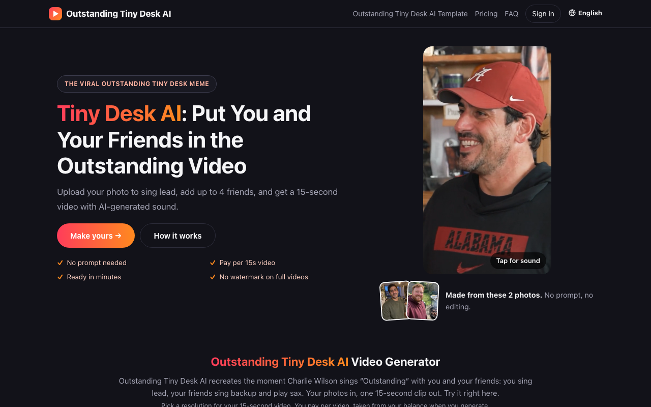 Outstanding Tiny Desk AI screenshot 1 - Put you and your band in the Outstanding Tiny Desk AI video
