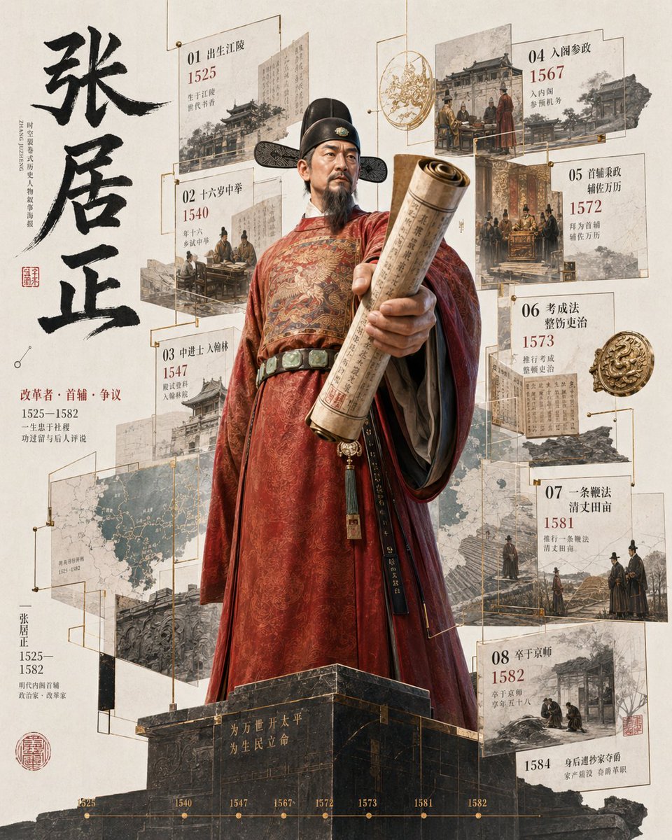 3D历史人物破框立像档案 / 3D Historical Breakout Biography Poster example 3
