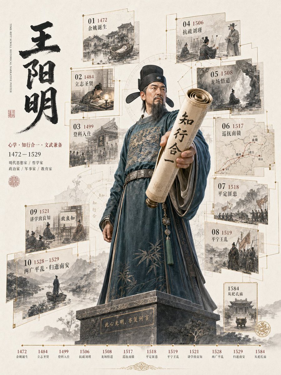 3D历史人物破框立像档案 / 3D Historical Breakout Biography Poster example 2