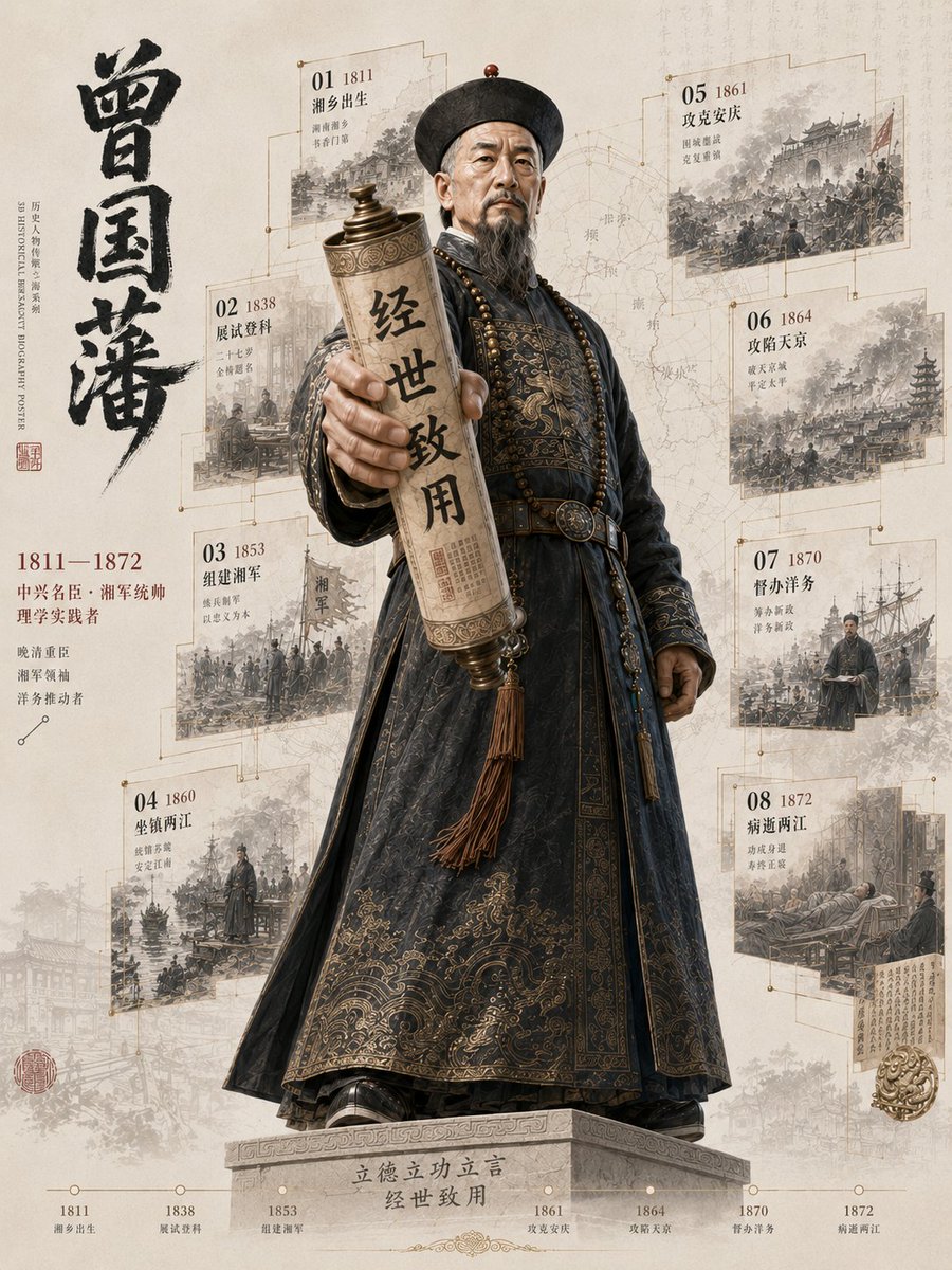 3D历史人物破框立像档案 / 3D Historical Breakout Biography Poster example 4